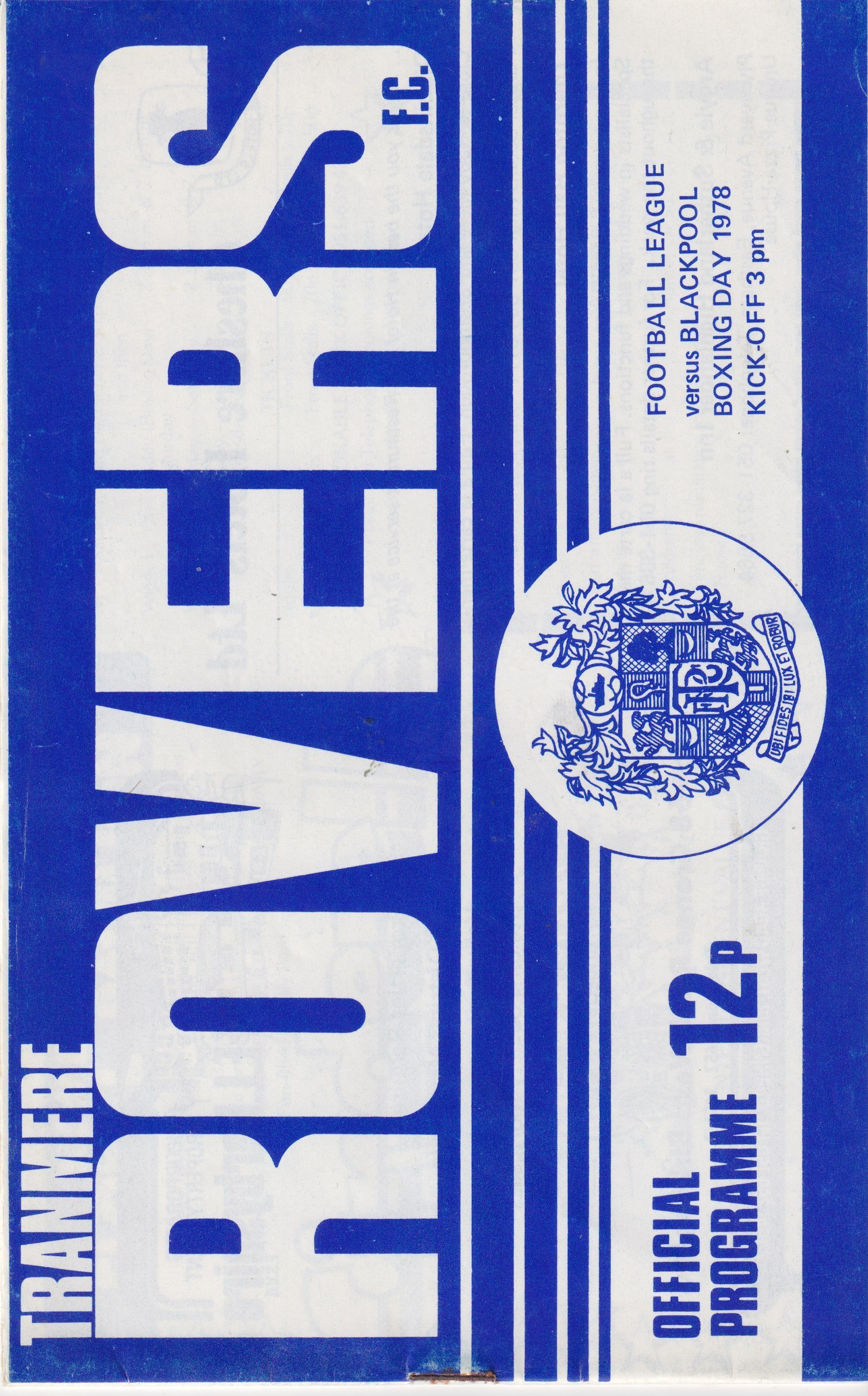 Tranmere Rovers v Blackpool match programme